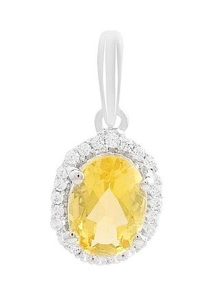 Срібна підвіска komilfo з цитрином nano 1.344ct, фіанітами (2212874)