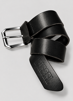 Кожаный ремень diesel leather belt с тиснением лого - 75 см