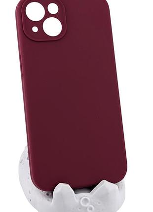 Чохол silicone case box для apple iphone 13 бампер з мікрофіброю бордовий (без лого)