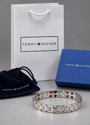 Чоловічий браслет на руку tommy hilfiger, срібний брендовий браслет на руку томмі хелфігер, металевий браслет