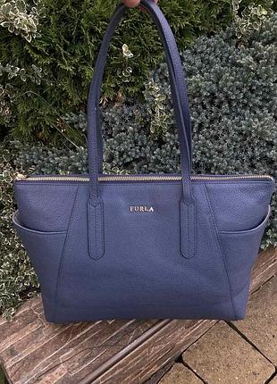 Furla стильна оригінальна містка шкіряна жіноча сумка тоут шопер натуральна шкіра
