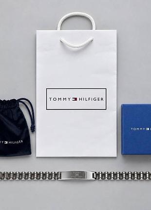 Мужской браслет на руку tommy hilfiger, серебряный брендовый браслет на руку томме хелфигер, металлический браслет