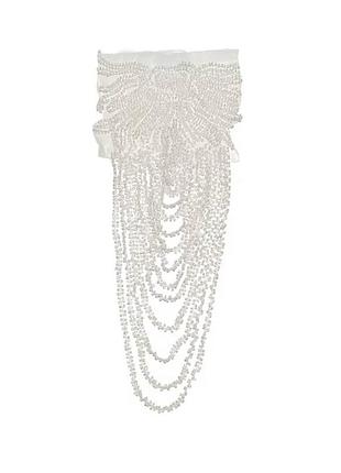 Декор з бісером , колір white , довжина 42 см, 1 шт