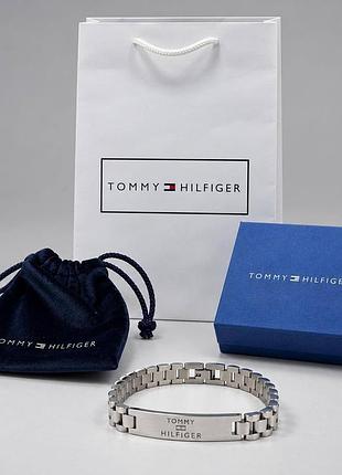Мужской браслет на руку tommy hilfiger, серебряный брендовый браслет на руку томме хелфигер, металлический браслет