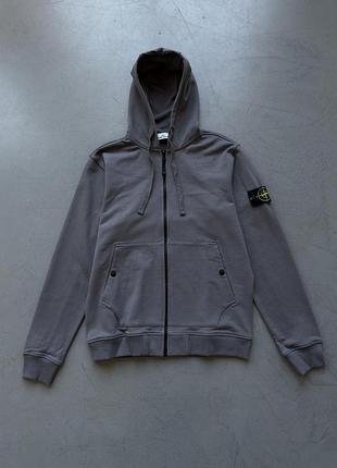 Stone island зіп худі з кнопками сірий