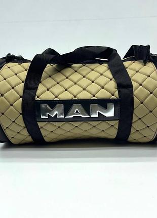 Сумка с логотипом "man" бежевая из экокожи 500х230
