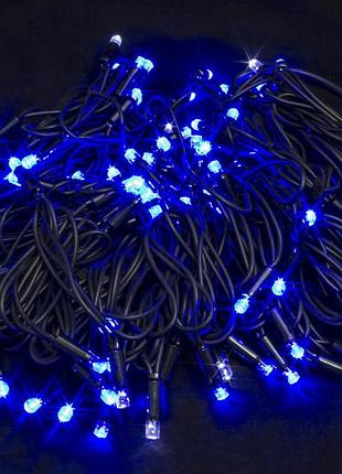 Уличная гирлянда нить с мерцанием 10 метров синяя 100 led от сети светодиодная laplandia каучуковый провод (b.01.7b.100.f+)
