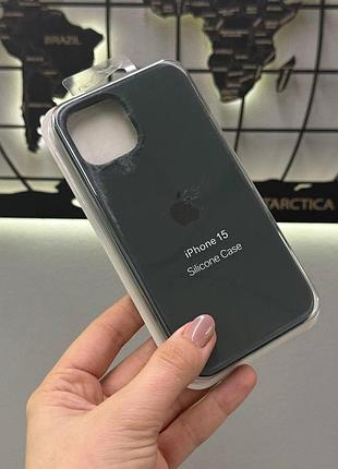 Качественный чехол silicone case с микрофиброй для iphone 15,чехол-накладка с микрофиброй для айфон 15 (зеленый)