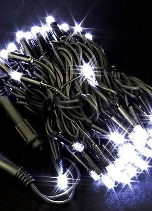 Светодиодная гирлянда уличная на дом нить с мерцанием 10 метров белая 100 led от сети laplandia, черный провод (w.01.7b.100.f+)