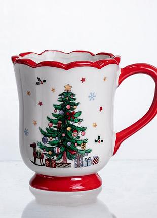 Чашка порцелянова об'єм 450 мл для гарячих напоїв 1 шт. червона mc-12842