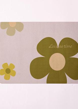 Килимок діатомітовий 40*30 см для кухні оливковий leisure time mc-13127
