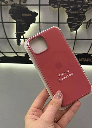 Качественный чехол silicone case с микрофиброй для iphone 15,чехол-накладка с микрофиброй для айфон 15 (красный)