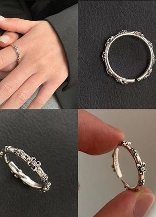 Кольцо-кафф брендовое тонкое chrome hearts с геральдическими лилиями