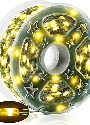 Гірлянда роса мішура usb, з пультом 15 м, 320 led теплий