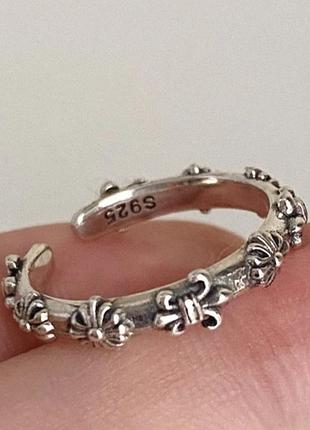 Кольцо изящное регулируемое chrome hearts sbt band / cross & fleur