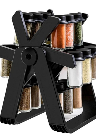 Супер органайзер карусель для спецій spice rack на підставці 360 ° з 18 скляними баночками