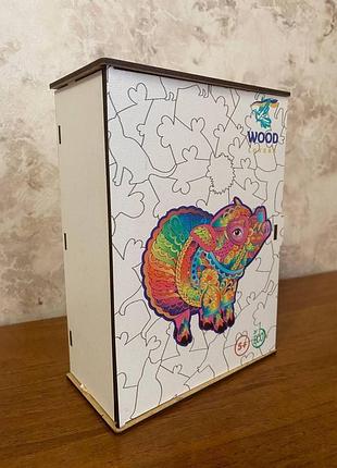 Супер развивающий детский деревянный пазл woodgood поросенок a4