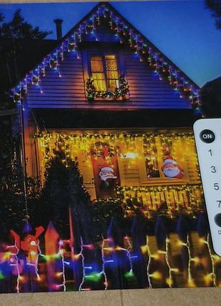 Світлодіодна гірлянда бахрома (led icicle light) з пультом ду — 8 режимів, ip44. 5м.