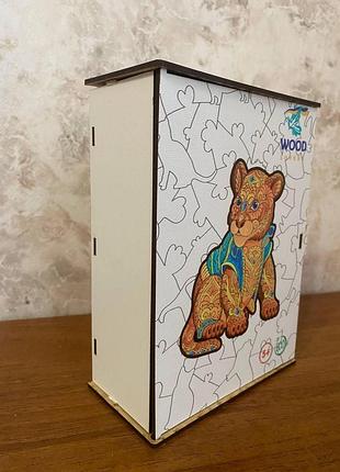 Супер развивающий детский деревянный пазл woodgood лев а4