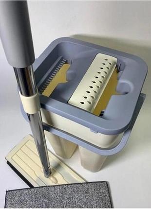 Супер универсальная швабра лентяйка с системой отжима для уборки cleaning mop швабра+ведро+насадка из микро