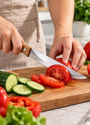 Нож с деревянной ручкой 7" 178мм / нож с металлическими заклепками