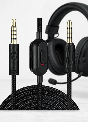 Кабель для наушников logitech g233 / g433 / g pro / g pro x с микрофоном и регулятором громкости - black