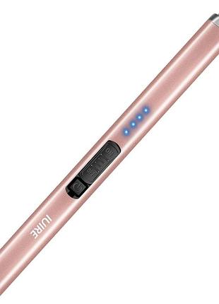 Электрическая плазменная зажигалка-стик rechargable usb-c, дуговой разряд, ветрозащитная, розовое золото