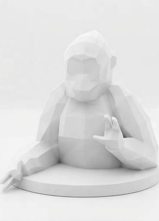 Декоративна фігурка "горила", пластикова, біла, 6х6.7х5.9 см
