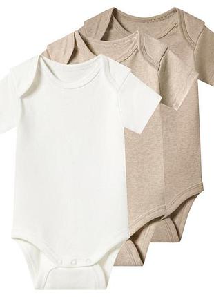 Боді набір 3 шт. бавовняні для дівчинки lupilu lidl 508798 086-92 см (12-24 months) бежевий