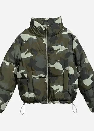 Куртка пуфер від h&m у стилі мілітарі розмір s-m