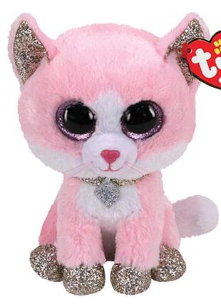 Мягкая игрушка ty beanie boos pink cat fiona 15 см