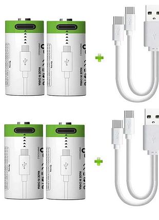 4 шт акумулятора cr123a 16340 з type-c 3.7v smartoools + футляр + 2 кабелі