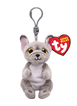 Мягкая игрушка-брелок ty beanie bellies серый пес wilfred 12 см (43111)