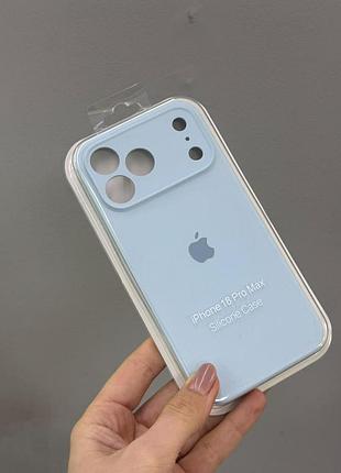 Чехол-накладка с закрытой камерой для айфон 18 pro max, чехол silicone case с микрофиброй для iphone 18 pro max (голубой)
