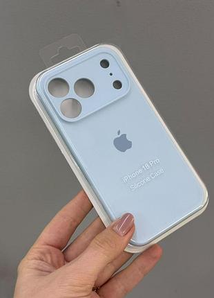 Чехол-накладка с закрытой камерой для айфон 18 pro, чехол silicone case с микрофиброй для iphone 18 pro(голубой)