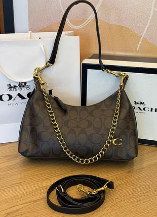 Женская сумка coach juliet shoulder bag 25 шоколадный коуч через плечо