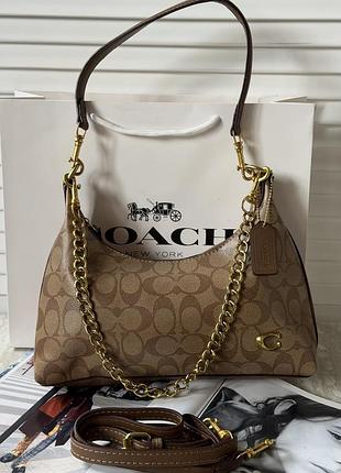 Женская сумка coach juliet shoulder bag 25 коричневый коуч через плечо
