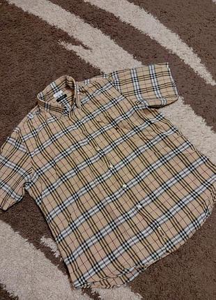 Вінтажна лляна сорочка burberry london nova check (оригінал) р.л-хл