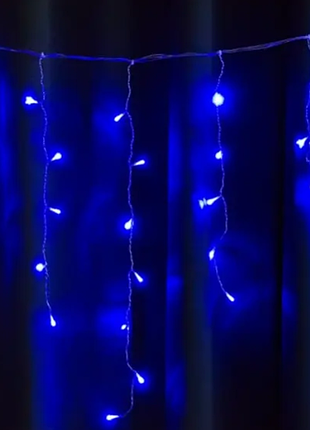 Xmas гирлянда led 120 3.3line short curtain (сосульки/бахрома) b-1 синяя 5mетров ул.+соед. белый 3937