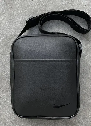 Барсетка чорна nike, сумка найк еко шкіра, сумка через плече, барсетка шкіряна чоловіча