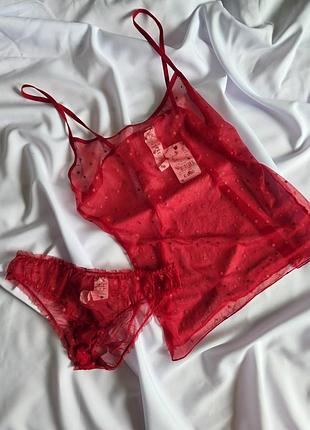 Пижама майка и трусики tezenis m l красная
