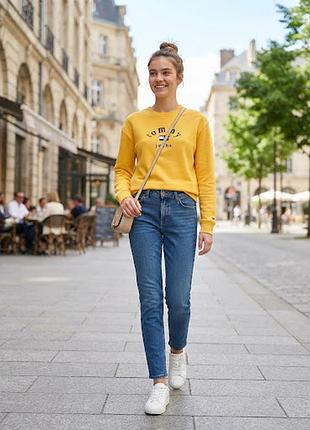 Худи желтая для девушек tommy jeans