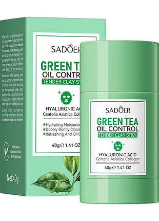 Глиняная маска-стик для лица sadoer green tea омолаживающая для проблемной кожи 40 г