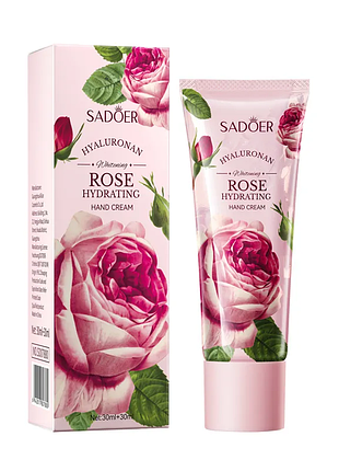Крем для рук sadoer rose с гиалуроновой кислотой 30 мл+30 мл