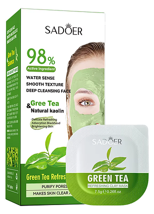 Набор грязевых масок sadoer green tea для жирной и комбинированной кожи (7.5 г*8 шт)