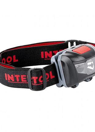 Фонарь налобный светодиодный, 4 режима работы, батарейки 3 ааа intertool lb-0302