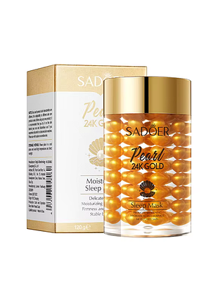 Нічна маска для обличчя sadoer 24k gold pearl collagen освітлююча, зволожуюча 120г