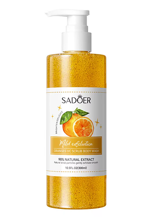 Гель-скраб для тіла sadoer orange м'яке зволоження та тонізуючий ефект 300 мл