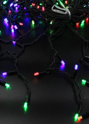 Xmas гирлянда led 120 3.3line short curtain(сосульки/бахрома) m-2 мультицветна 5m ул.+сое черны 7235