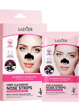 Очищувальна маска для носа sadoer bamboo charcoal з бамбуковим вугіллям 6 шт